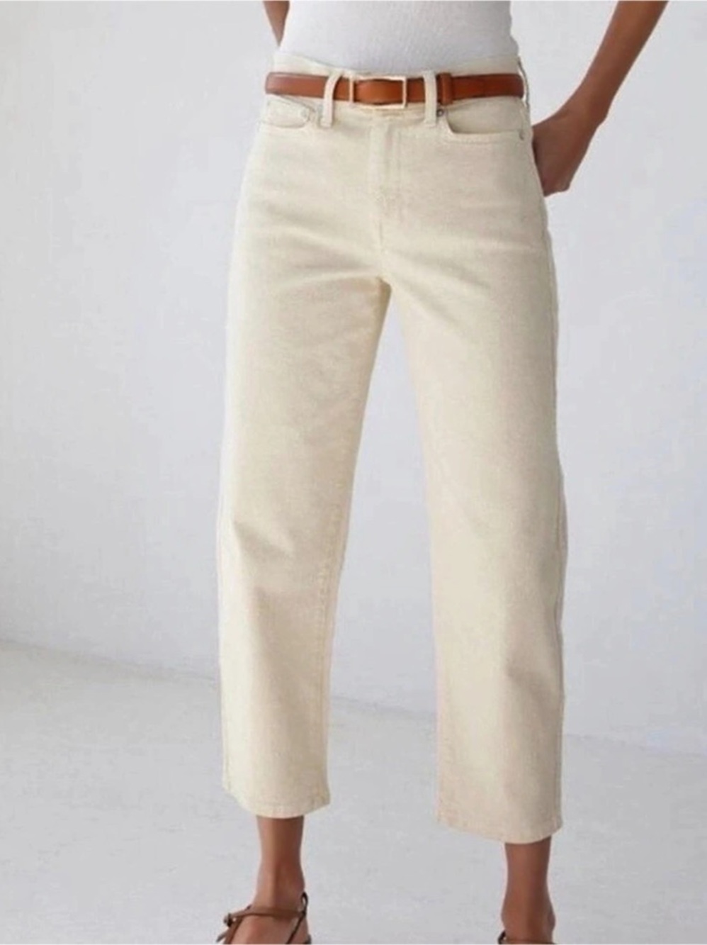AYR The Beat Cropped Jeans in White Sz 31